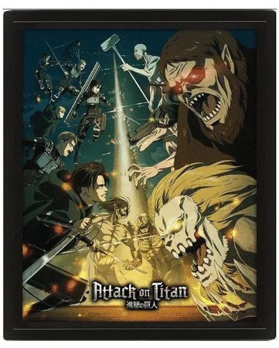 3D poster s okvirom Pyramid Animation: Attack on Titan - Special Ops Squad Vs Titans - 1