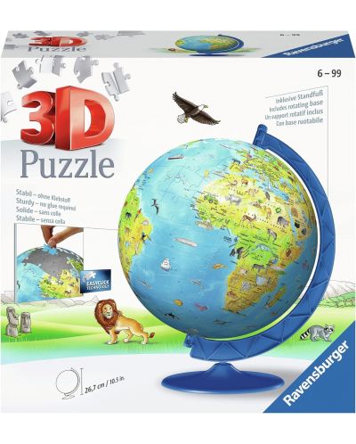 3D slagalica Ravensburger od 180 dijelova - Globus karta svijeta - 2