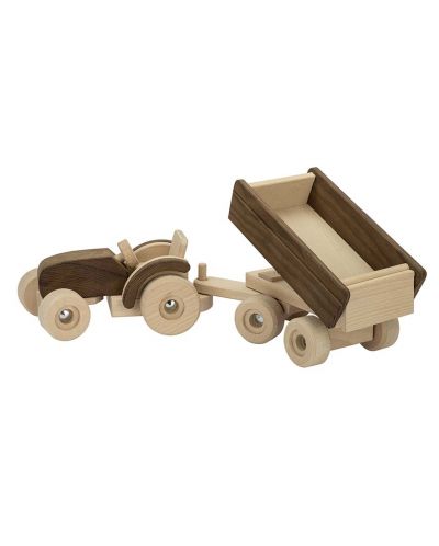 Drvena igračka Goki Nature – Traktor s prikolicom - 2