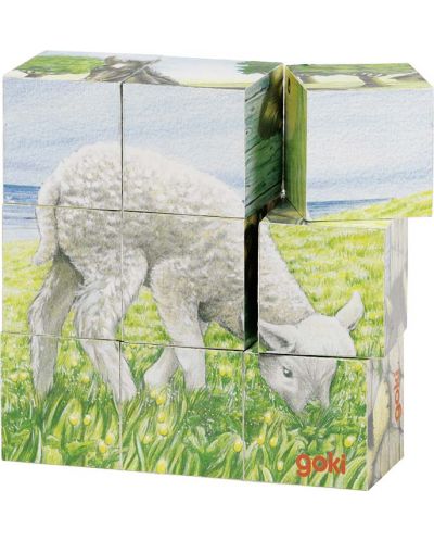 Drvene kocke Goki - Životinje na farmi, devet dijelova - 1