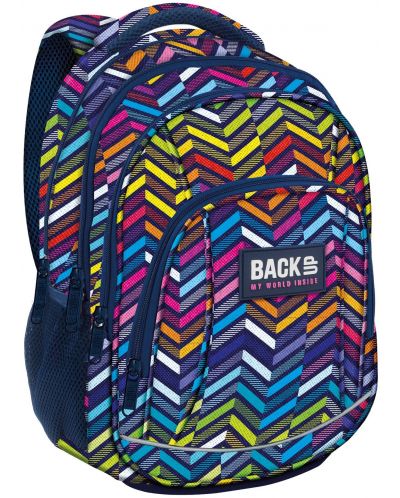 Školska torba BackUP A10 - Color Stripe, s 3 pretinca + poklon - 1
