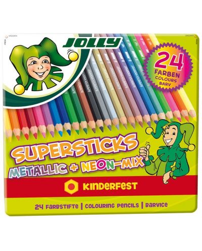 Set olovaka u boji Jolly Kinderfest Mix - 24 boje, metalna kutija - 2