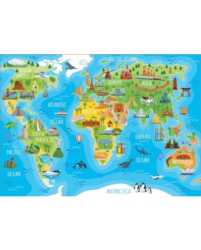 Puzzle Educa od 150 dijelova - Karta svijeta sa znamenitostima - 2