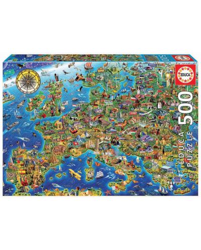 Puzzle Educa od 500 dijelova - Neobična karta Europe - 1