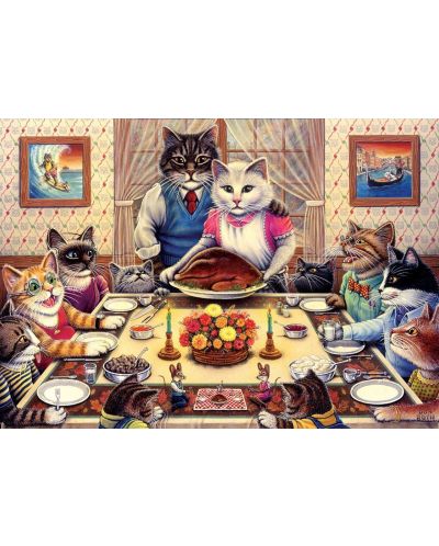 Puzzle Art Puzzle od 260 dijelova - Obitelj mačaka na gozbi - 2