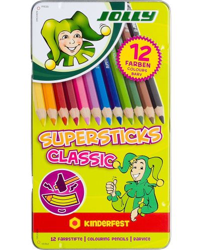 Olovke u boji JOLLY Kinderfest Classic - 12 boja, u metalnoj kutiji ​ - 1