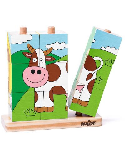 Igra nizanja s drvenim kockama Woody – Kućni ljubimci, 9 dijelova - 2