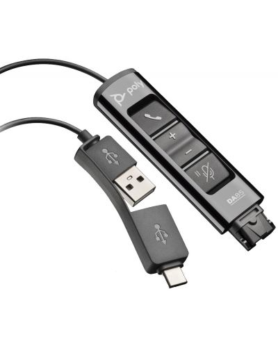 Adapter Plantronics - DA85, USB-A/USB-C/QD, crni - 1