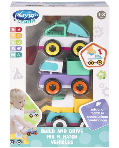 Aktivna igračka Playgro + Learn - Vozila, miješati i spajati - 2