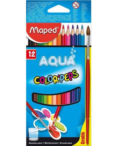 Akvarel olovke Maped Color Peps - 12 boja, uz poklon kist - 1