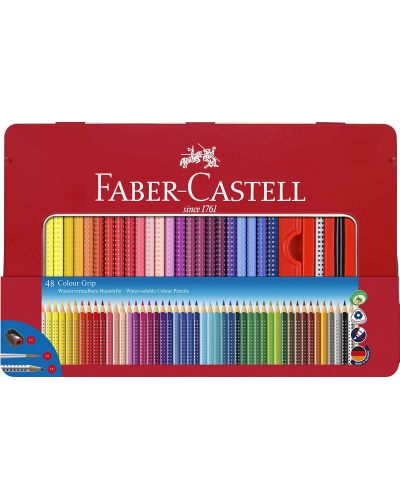 Vodene olovke Faber-Castell Grip 2001 - 48 boja, metalna kutija - 1