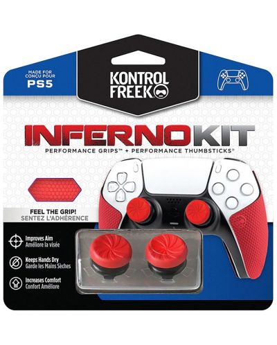 Dodatak KontrolFreek - Inferno Kit, Performance Grips + Performance Thumbsticks, crveni (PS5) - 1