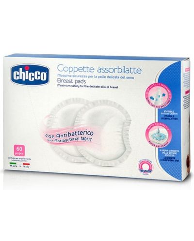 Antibakterijski upijajući jastučići Chicco - 60 komada - 1
