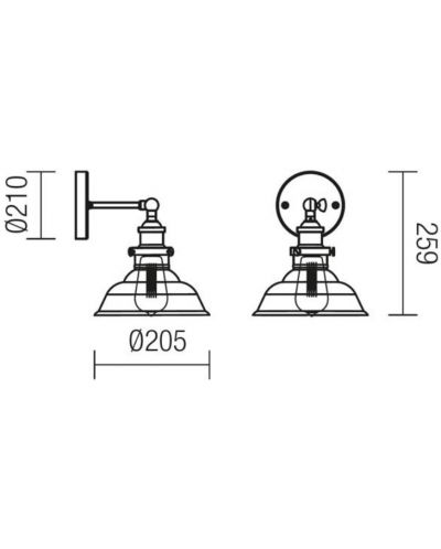 Zidna svjetiljka Smarter - Saville 01-1026, IP20, 240V, E27, 1x42W, crno-starinski mjed - 3