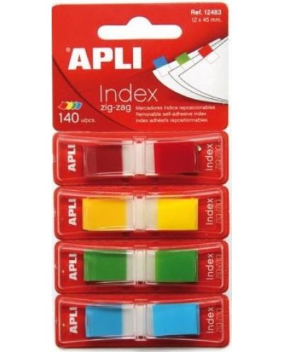 Indeksni listovi APLI - 4 pastelne boje, 12 x 45 mm, 140 komada - 1