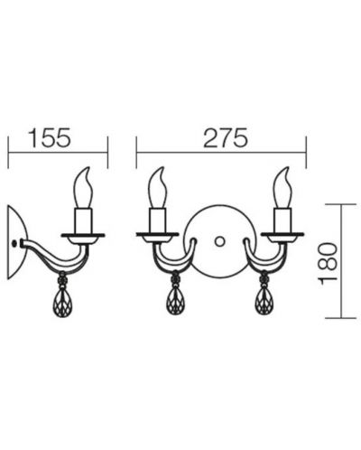 Zidna svjetiljka Smarter - Fabiola 02-710, IP20, E14, 2x28W, starinski mjed - 2