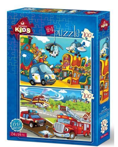Slagalica Art Puzzle 2 x 100 - Policija i Vatrogasci - 1