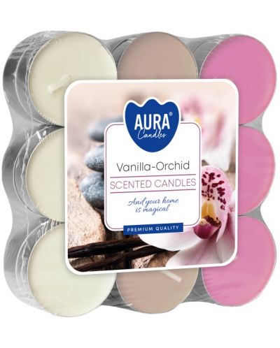 Mirisne čajne svijeće Bispol Aura -  Vanilla-Orchid, 18 komada - 1