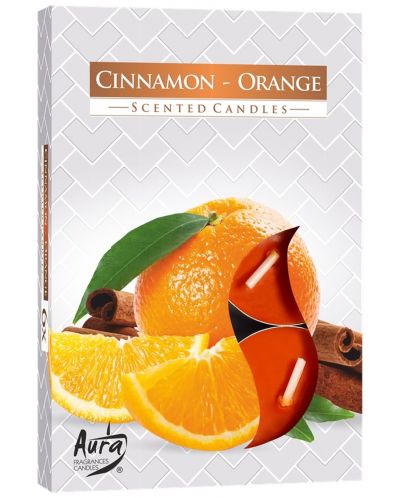 Mirisne čajne svijeće Bispol Aura - Cimet i naranča, 6 komada - 1