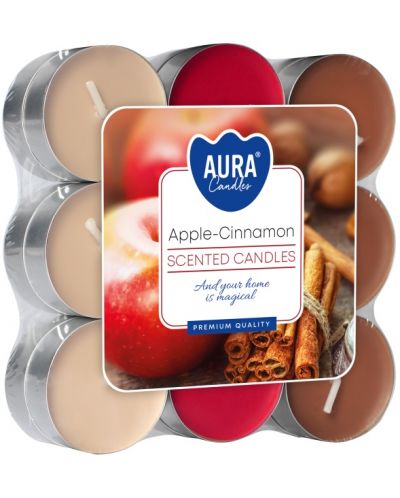 Mirisne čajne svijeće Bispol Aura - Apple-Cinnamon, 18 komada - 1