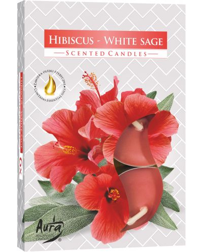 Mirisne svijeće Bispol Aura - Hibiscus-White Sage, 6 komada - 1