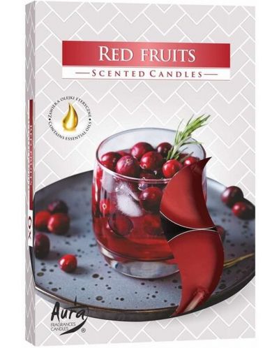 Mirisne čajne svijeće Bispol Aura - Crveno voće, 6 komada - 1