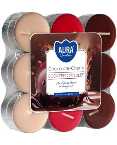 Mirisne čajne svijeće Bispol Aura - Chocolate-Cherry, 18 komada - 1
