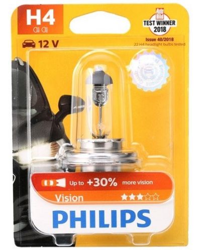 Žarulja za auto Philips - H4, Vision +30% more light, 12V, 60/55W, P43t-38 - 1