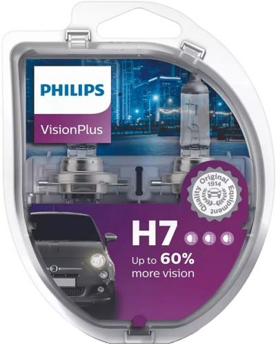 Auto žarulje Philips - H7, Vision plus +60% more light, 12V, 55W, 2 komada - 1