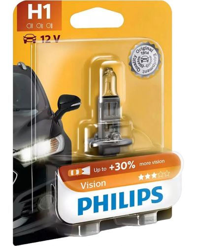 Žarulja za auto Philips - H1, Vision +30% more light, 12V, 55W, P14.5s - 1