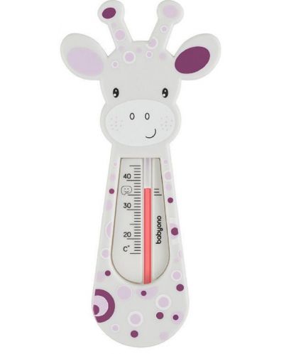Termometar za kupaonicu Babyono - Bijela žirafa i ljubičasti krugovi - 1