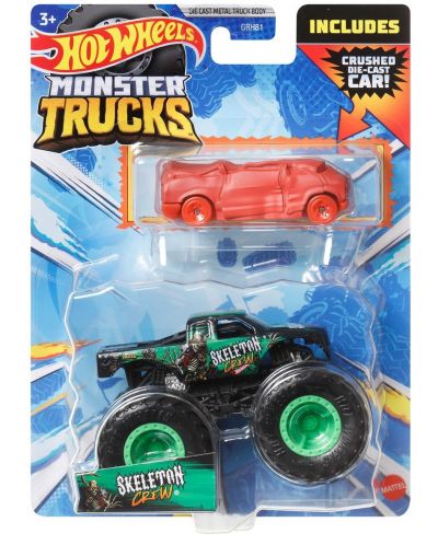 Buggy Hot Wheels Monster Trucks - Skeleton Crew, s narančastim kolicima - 1