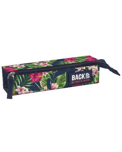 Pravokutna školska pernica BackUP - Tropsko cvijeće, s jednim pretincem - 1