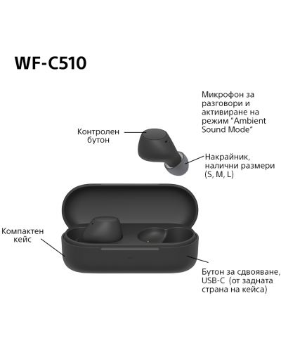 Bežične slušalice Sony - WF-C510, TWS, crne - 16