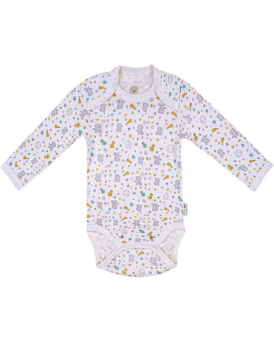 Bodi za bebe Bio Baby - Organski pamuk, 74 cm, 6-9 mjeseci, sivo-žuti - 1