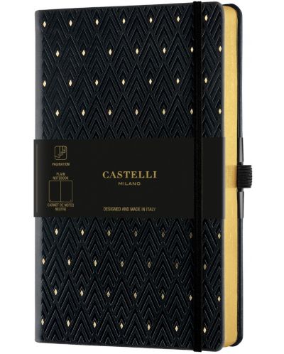 Bilježnica Castelli Copper & Gold - Diamonds Gold, 9 x 14 cm, bijeli listovi - 1