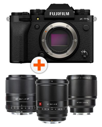 Fotoaparat bez ogledala Fujifilm - X-T5, Black + Objektiv Viltrox - AF, 13mm, f/1.4, za Fuji X-mount + Objektiv Viltrox - 56mm, f/1.4 XF za Fujifilm X, crni +  Objektiv Viltrox - AF 85mm, F1.8, II XF, FUJIFILM X  - 1