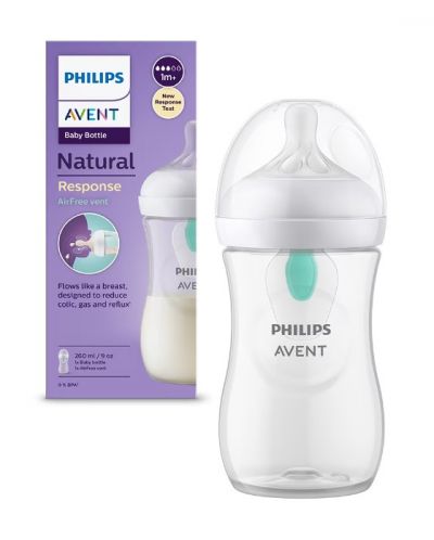 Bočica za bebe Philips Avent - Natural Response 3.0, AirFree, sa sisačem 1m+, 260 ml - 1