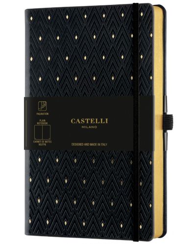 Dnevnik Castelli Copper & Gold - Diamonds Gold, 13 x 21 cm, bijeli listovi - 1