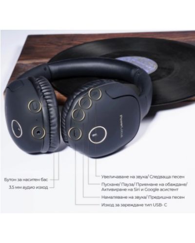 Bežične slušalice PowerLocus - P7, crno/zlatne - 3