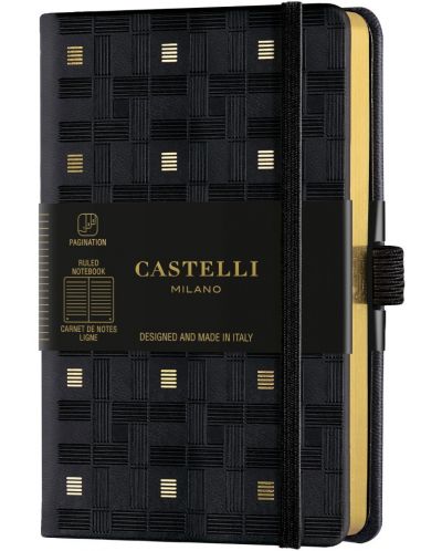 Bilježnica Castelli Copper & Gold - Weaving Gold, 9 x 14 cm, bijeli listovi - 1