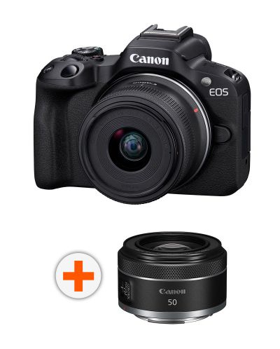 Kamera bez ogledala Canon - EOS R50, RF-S 18-45mm, f/4.5-6.3 IS STM + Objektiv Canon - RF 50mm, F/1.8 STM - 1