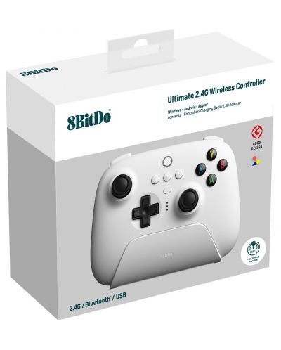 Bežični kontroler 8BitDo - Ultimate 2.4G, Hall Effect Edition, White (PC) - 9