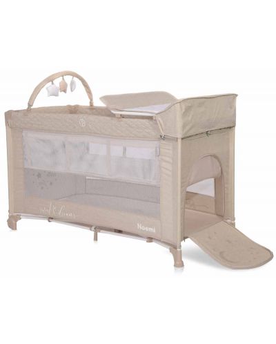 Krevetić za bebe na 2 nivoa Lorelli - Noemi Plus, Fog beige star  - 4