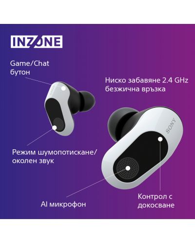 Bežične slušalice Sony - Inzone Buds, TWS, ANC, bijele - 7