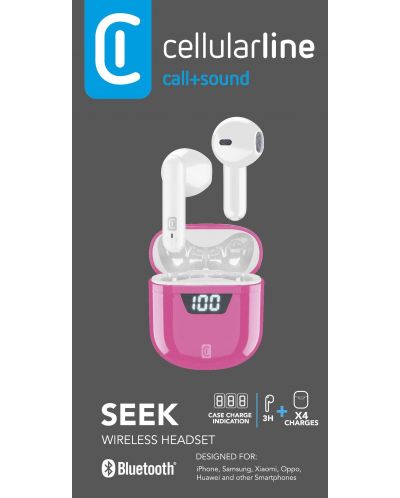 Bežične slušalice Cellularline - Seek, TWS, bijele/ružičaste - 4