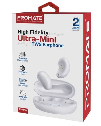 Bežične slušalice ProMate - Teeny, TWS, bijele - 2