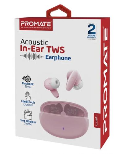 Bežične slušalice ProMate - Lush Acoustic, TWS, ružičaste/bijele - 3