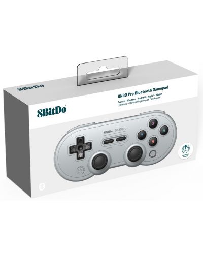 Bežični kontroler 8BitDo - SN30 Pro, Hall Effect Edition, Grey (Nintendo Switch/PC) - 6