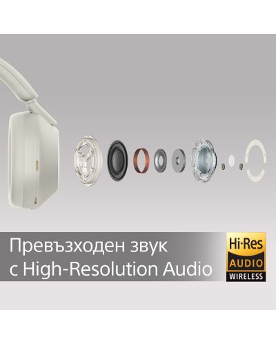 Bežične slušalice s mikrofonom Sony - WH-1000XM5, ANC, srebrnaste - 5